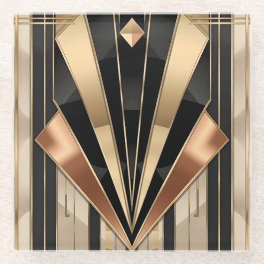 Art Deco Sunburst Geometric Luxury Design Glasuntersetzer (Vorderseite)