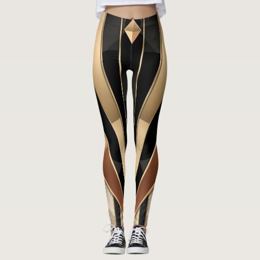 Art Deco Sunburst Geometric Luxury Design Leggings (Vorderseite)