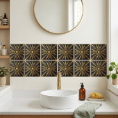Art Deco Sunburst Gold Black Geometric Design Fliese