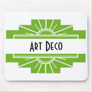 Art Deco Sunburst Muster in der Weißen und Limonen Mousepad
