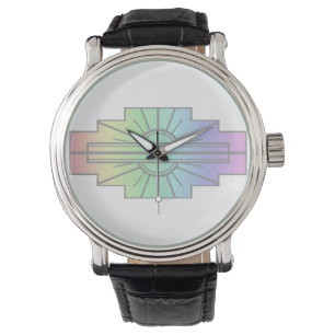 Art Deco Sunburst Muster in Pastellen Armbanduhr