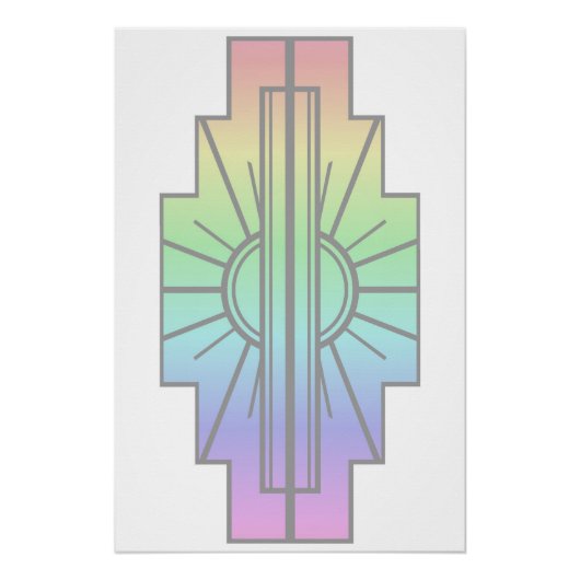 Art Deco Sunburst Muster in Pastellen Poster (Vorderseite)