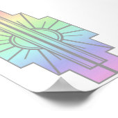 Art Deco Sunburst Muster in Pastellen Poster (Ecke)