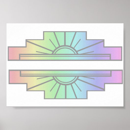 Art Deco Sunburst Muster in Pastellen Poster (Vorne)