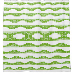 Art Deco Sunburst Muster in Weiß und Limon Duschvorhang