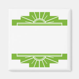 Art Deco Sunburst Muster in Weiß und Limon Magnet