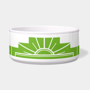 Art Deco Sunburst Muster in Weiß und Limon Napf