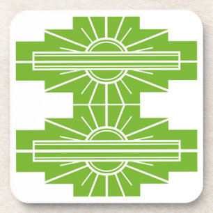 Art Deco Sunburst Muster in Weiß und Limone Kasten Getränkeuntersetzer