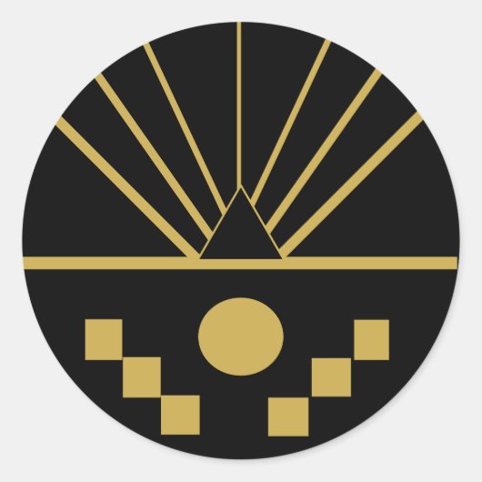 Art Deco Sunrise in Relief Runder Aufkleber (Vorderseite)