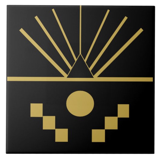 Art Deco Sunrise in Relief Tile Fliese (Vorderseite)