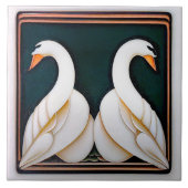 Art Deco Swan Florale Wand Deco Art Deco Fliese (Vorderseite)