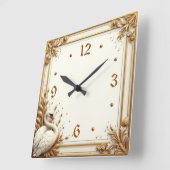 Art Deco Swan Quadratische Wanduhr (Winkel)