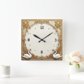 Art Deco Swan Quadratische Wanduhr (Zuhause)