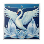 Art Deco Swan und Lilies Fliese (Vorderseite)