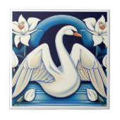 Art Deco Swan und Lilies Fliese (Vorderseite)