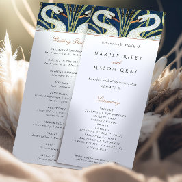 Art Deco Swan Wedding Zeremonie Programm