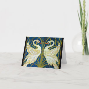 Art Deco Swans Dankeskarte