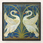 Art Deco Swans Glasuntersetzer (Vorderseite)