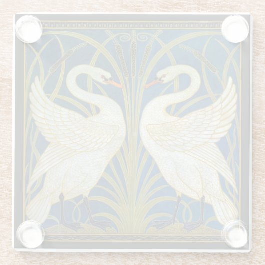 Art Deco Swans Glasuntersetzer (Rückseite)