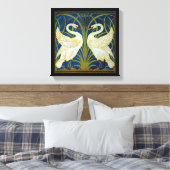Art Deco Swans Leinwanddruck (Insitu (Schlafzimmer))