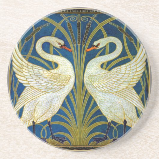 Art Deco Swans Mouse Pad Getränkeuntersetzer (Vorne)