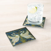 Art Deco Swans Mouse Pad Glasuntersetzer (Schrägansicht)