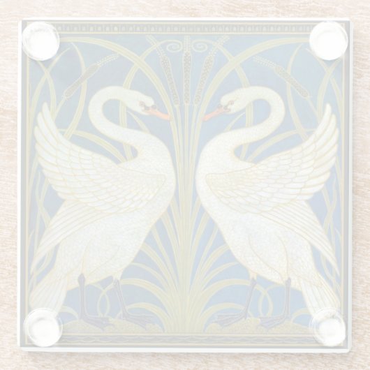 Art Deco Swans Mouse Pad Glasuntersetzer (Rückseite)