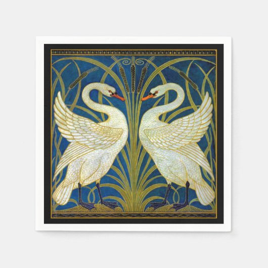 Art Deco Swans Mouse Pad Serviette (Vorderseite)
