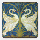 Art Deco Swans Quadratischer Aufkleber (Vorderseite)