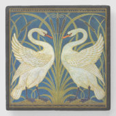 Art Deco Swans Steinuntersetzer (Vorderseite)