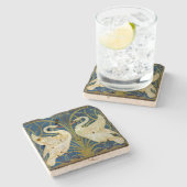 Art Deco Swans Steinuntersetzer (Seitenansicht)
