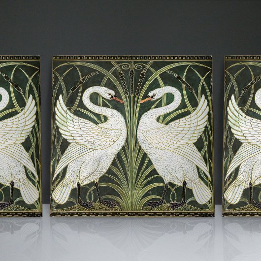 Art Deco Swans Wall Deco Art Nouveau Green Fliese