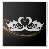 Art Deco Swans Wand Deco Jugendstil Schweizer Kera Fliese (Vorderseite)