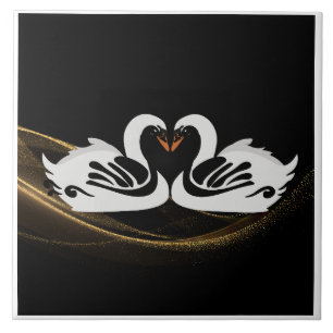 Art Deco Swans Wand Deco Jugendstil Schweizer Kera Fliese