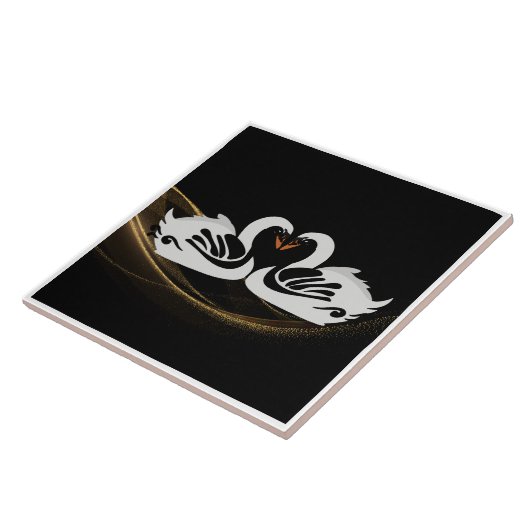 Art Deco Swans Wand Deco Jugendstil Schweizer Kera Fliese (Seite)