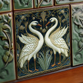 Art Deco Swans Wand Deco Jugendstil Schweizer Kera Fliese