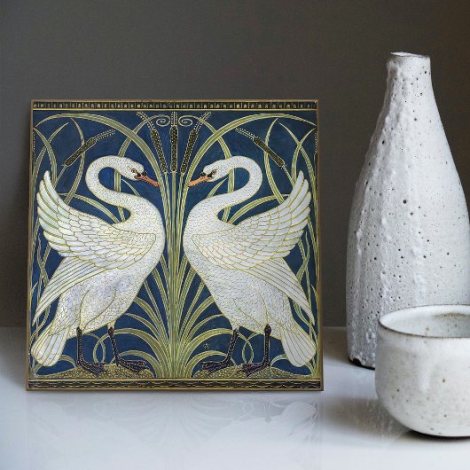 Art Deco Swans Wand Deco Kunst, Dichtung und Musik Fliese