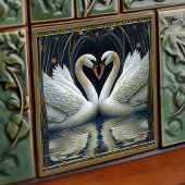 Art Deco Swans Wand Deco Kunst, Dichtung und Musik Fliese