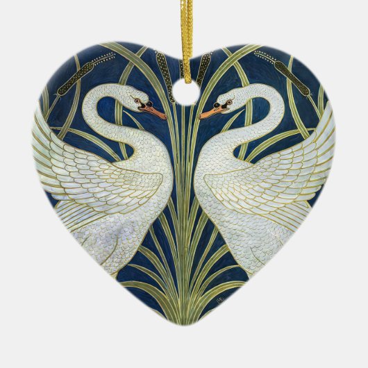 Art Deco Swans Wand Deco Kunst, Dichtung und Musik Keramik Ornament (Vorne)