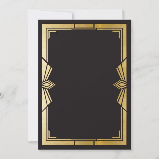 Art Deco Sweet 16 Party Gatsby Black Invite 1920 Einladung (Rückseite)
