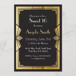 Art Deco Sweet 16 Party Gatsby Black Invite 1920 Einladung