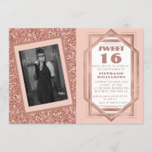 Art Deco Sweet 16 Rose Gold Glitzer Gatsby Foto
