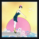 Art Deco Sweet Swimmer Lady Fotodruck<br><div class="desc">Deko der niedlichen Kunst schwimmt kurz davor einzutauchen. Nimm dir die Schuhe,  Socken und Kappe nicht aus.</div>