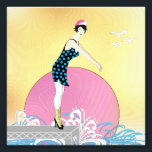 Art Deco Sweet Swimmer Lady Fotodruck<br><div class="desc">Deko der niedlichen Kunst schwimmt kurz davor einzutauchen. Nimm dir die Schuhe,  Socken und Kappe nicht aus.</div>