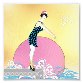 Art Deco Sweet Swimmer Lady Fotodruck