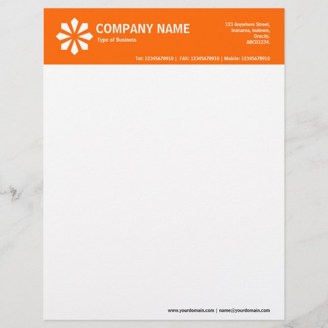 Art Deco Symbol 2in Color Header - Orange Briefbogen (Vorderseite)