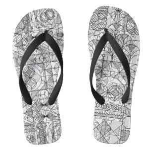 Art Deco Symmetry Line Art Muster Flip Flops Badesandalen