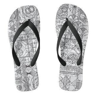 Art Deco Symmetry Line Art Muster Flip Flops Badesandalen
