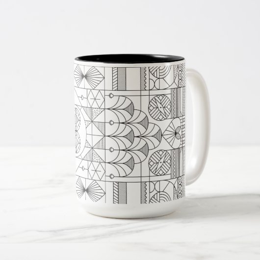 Art Deco Symmetry Line Art Pattern Tasse (VorderseiteRechts)