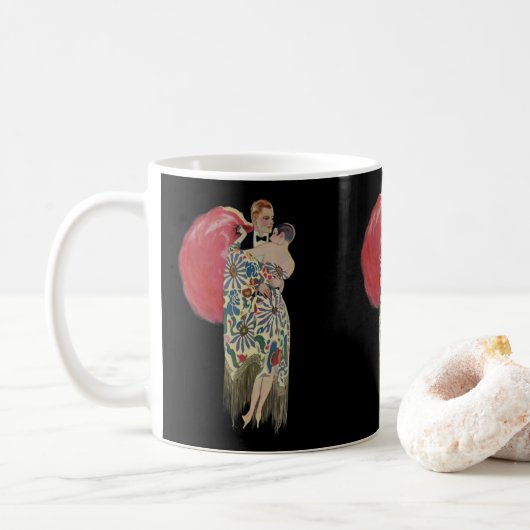 Art Deco Tanzen, Vintage Liebe und Romantik Kaffeetasse (Mit Donut)